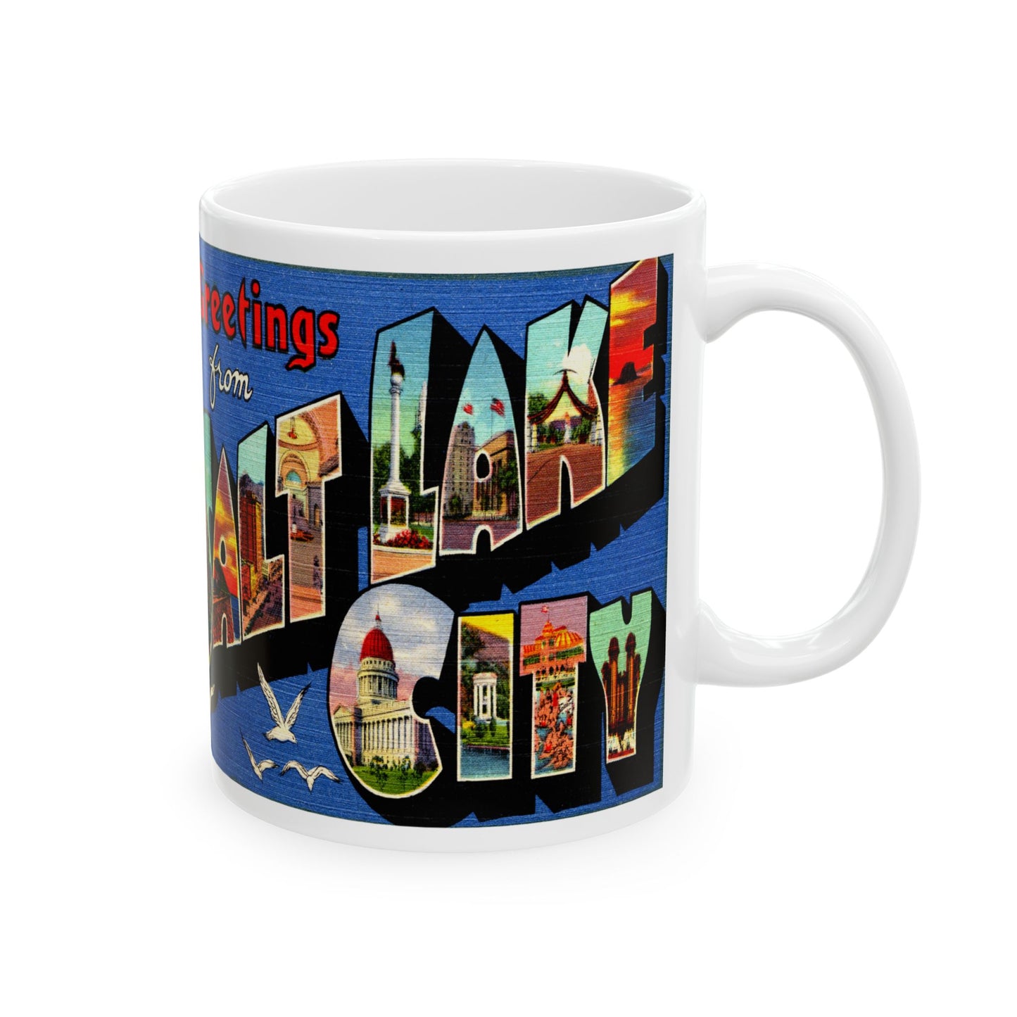 Memebly Colorful Retro Greetings from Salt Lake City UT Utah Coffee Mug