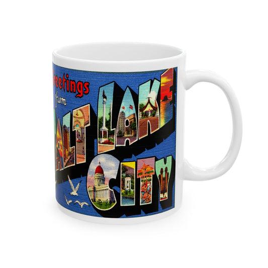 Memebly Colorful Retro Greetings from Salt Lake City UT Utah Coffee Mug