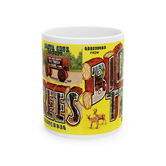 Memebly Vintage Greetings from Big Trees CA California Coffee Mug