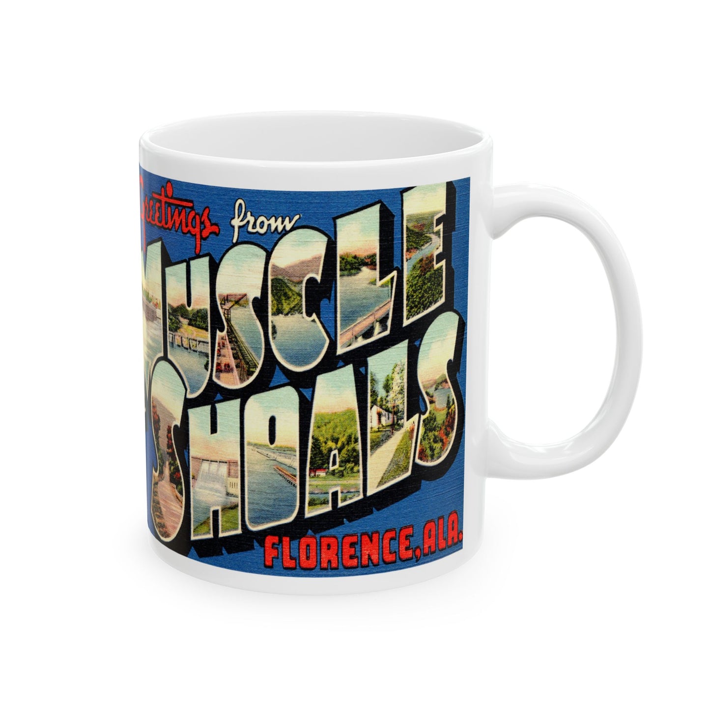 Memebly Retro Greetings from Muscle Shoals AL Coffee Mug