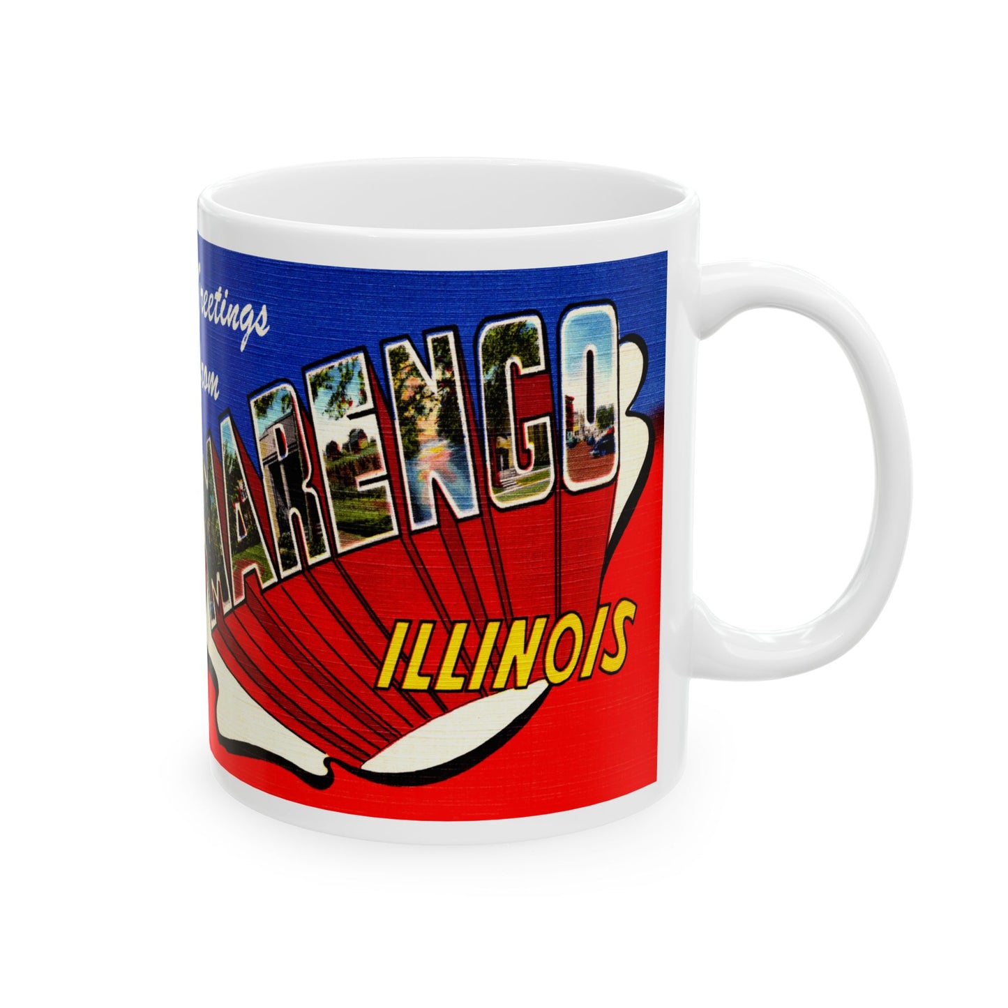 Memebly Vintage Greetings from Marengo IL Coffee Mug