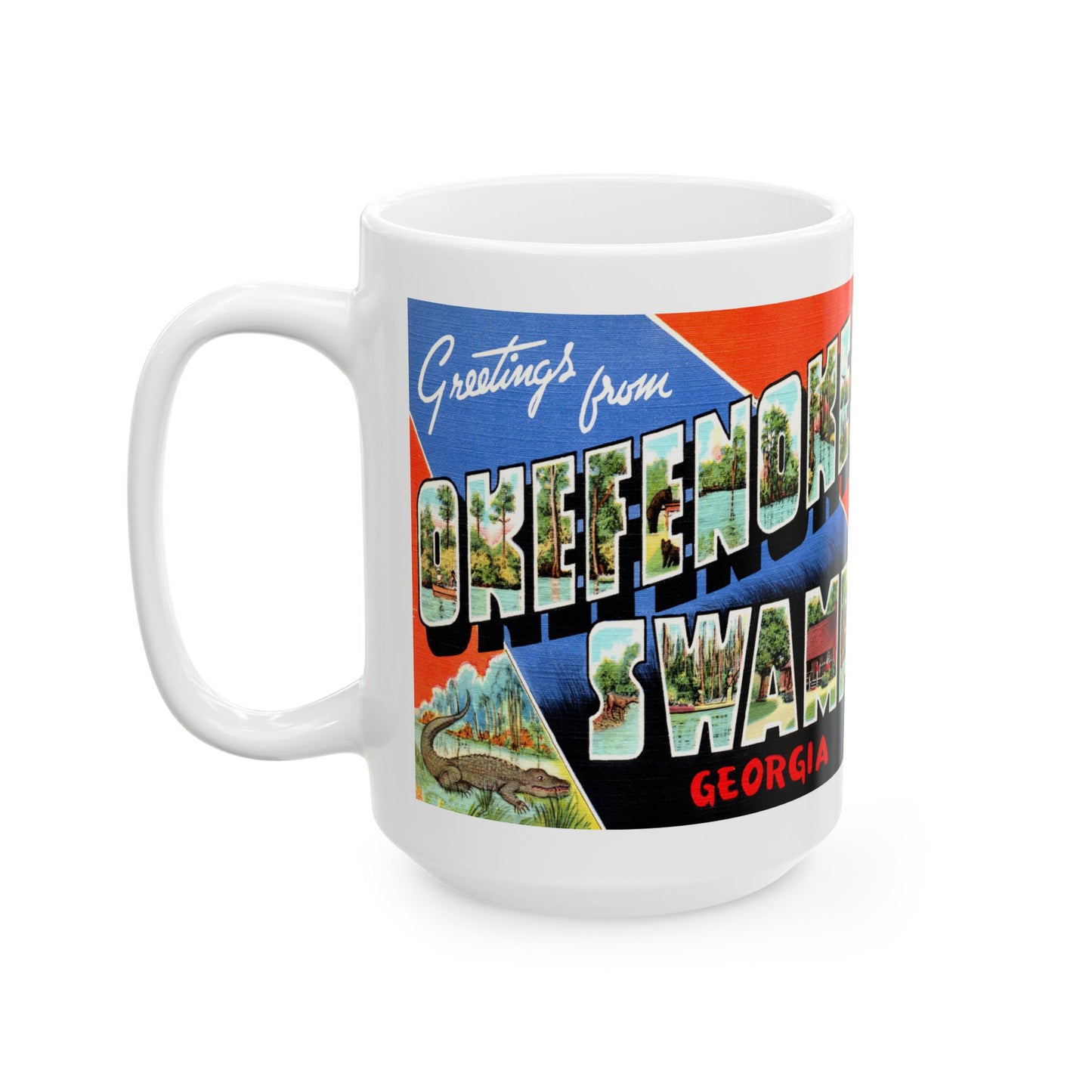 Memebly Vintage Greetings from Okefenokee Swamp GA Coffee Mug