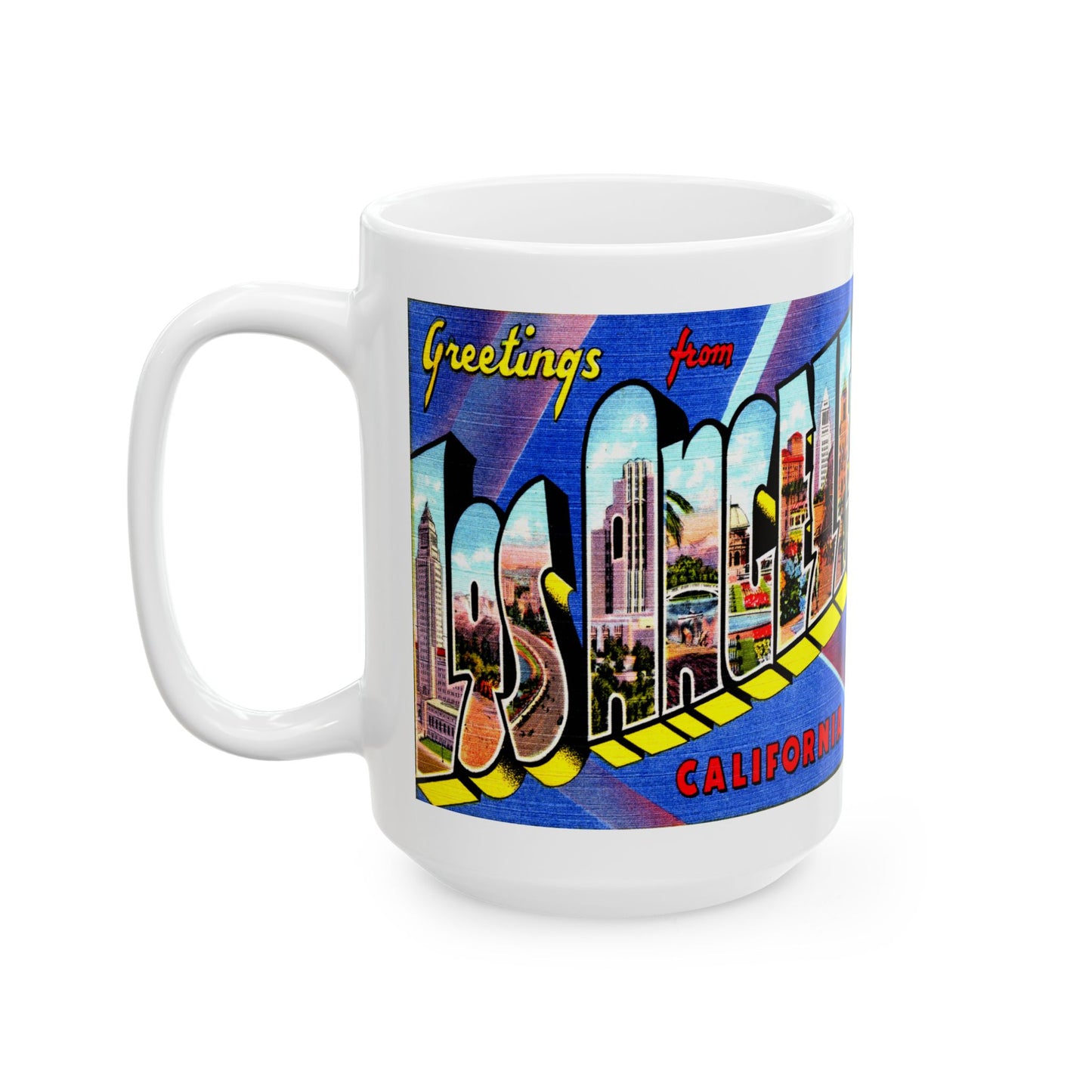 Memebly Colorful Greetings from Los Angeles CA California Coffee Mug