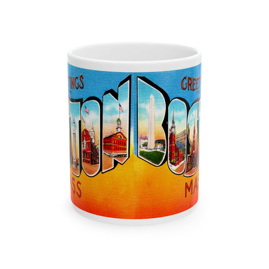 Memebly Colorful Vintage Greetings from Boston MA Massachusetts Coffee Mug