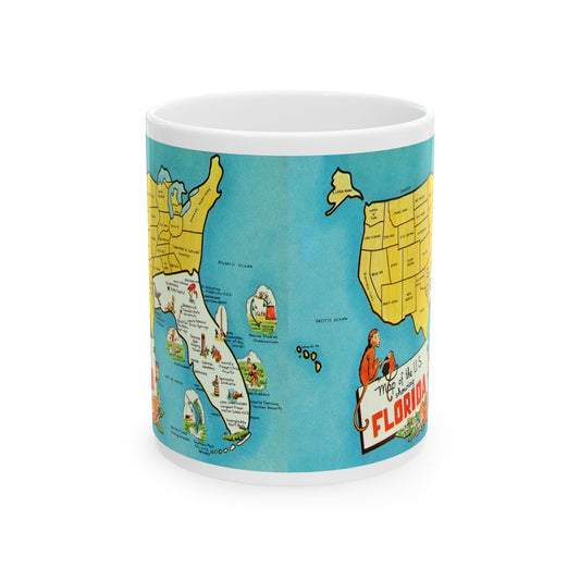 Memebly Vintage Map of the US Showing Florida FL Coffee Mug