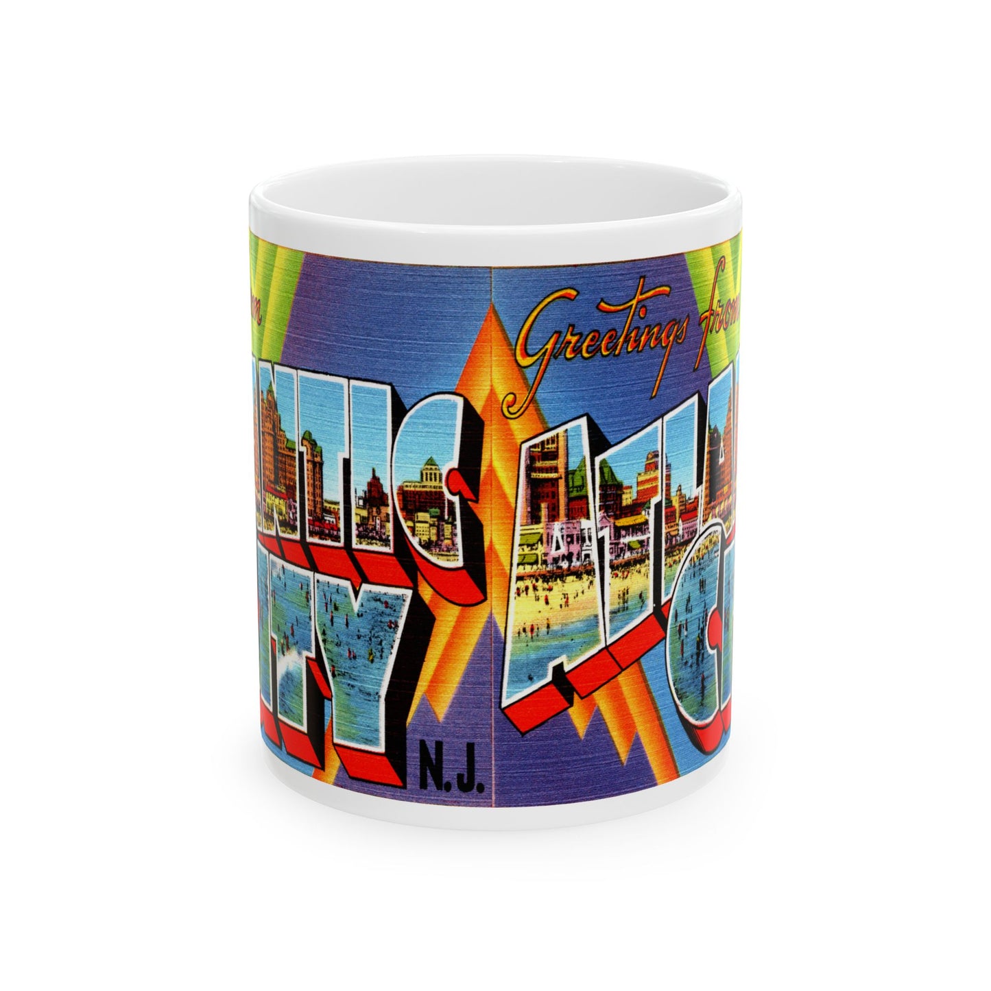 Memebly Vintage Greetings from Atlantic City NJ New Jersey Coffee Mug