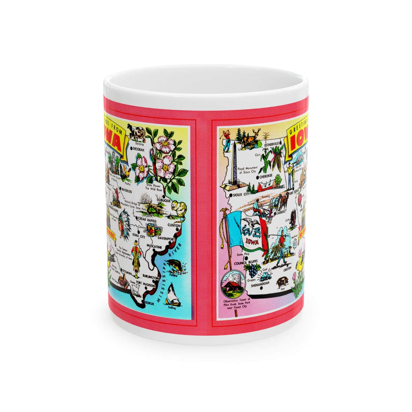 Memebly Scenic Greetings from Iowa IA Map Coffee Mug