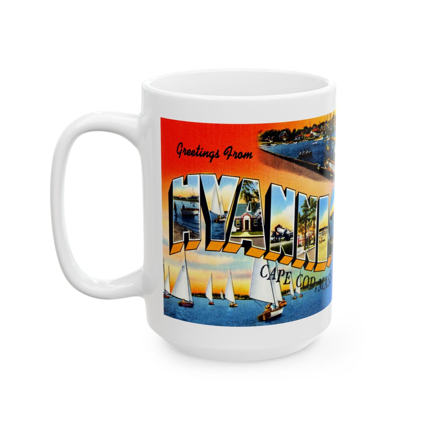 Memebly Vintage Greetings from Hyannis Cape Cod MA Massachusetts Coffee Mug