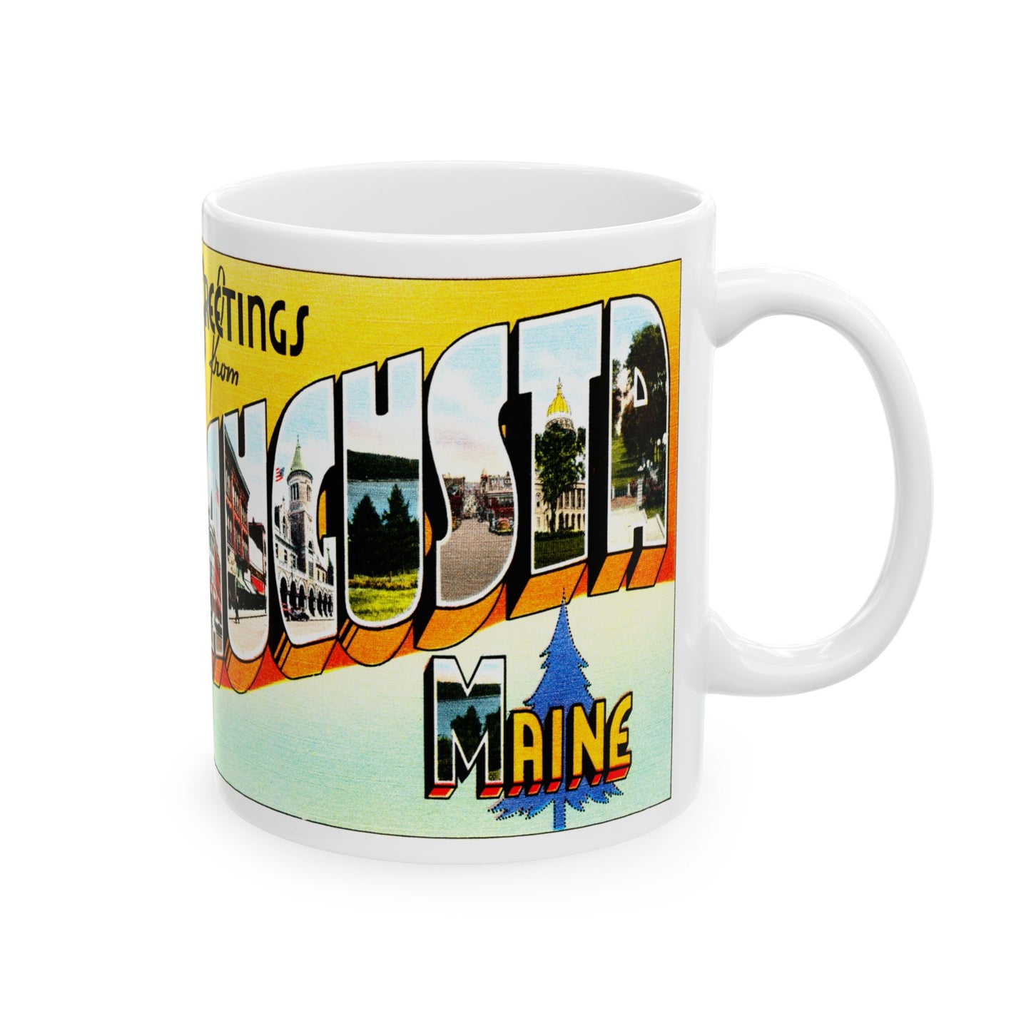 Memebly Vintage Greetings from Agusta ME Maine Coffee Mug