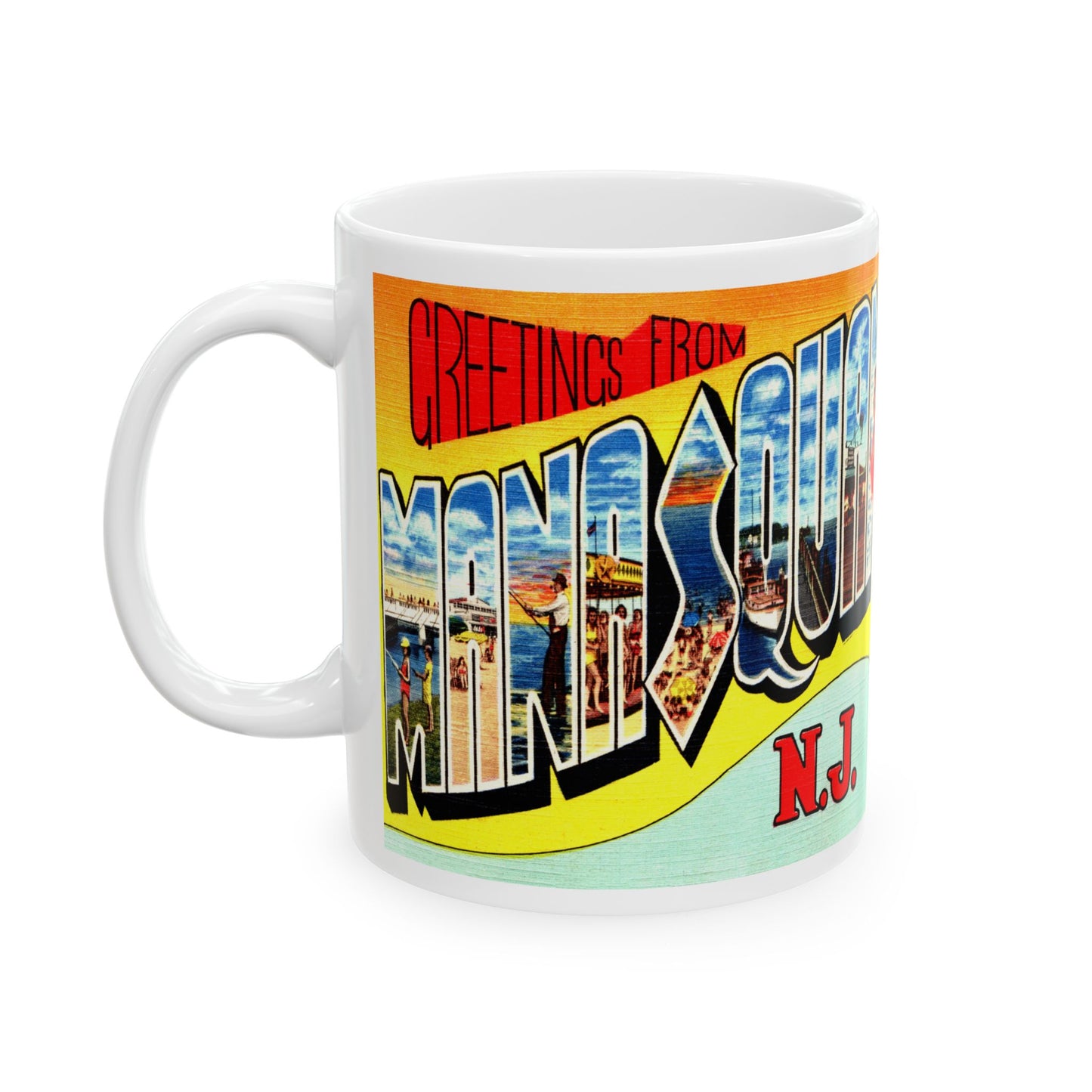 Memebly Vintage Greetings from Manasquan NJ New Jersey Coffee Mug