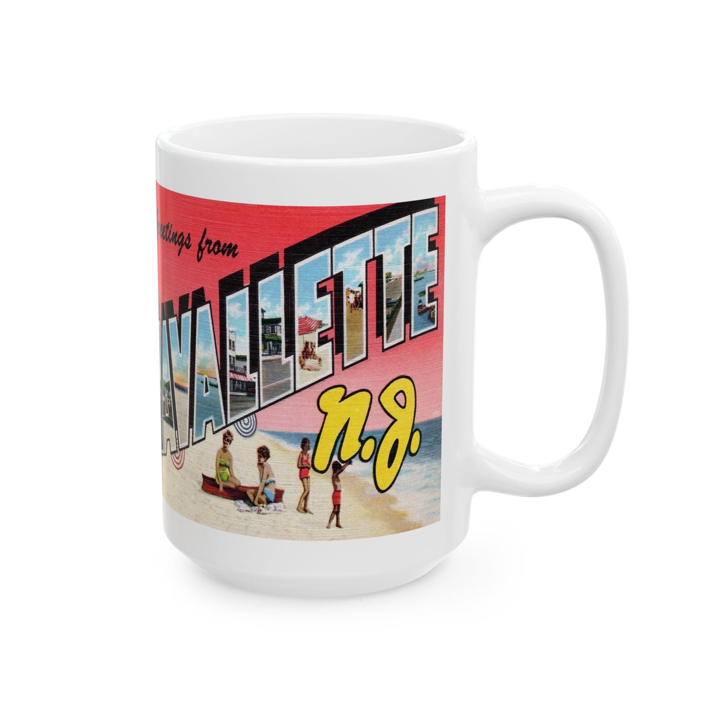 Memebly Vintage Beach Greetings from Lavallette NJ New Jersey Coffee Mug