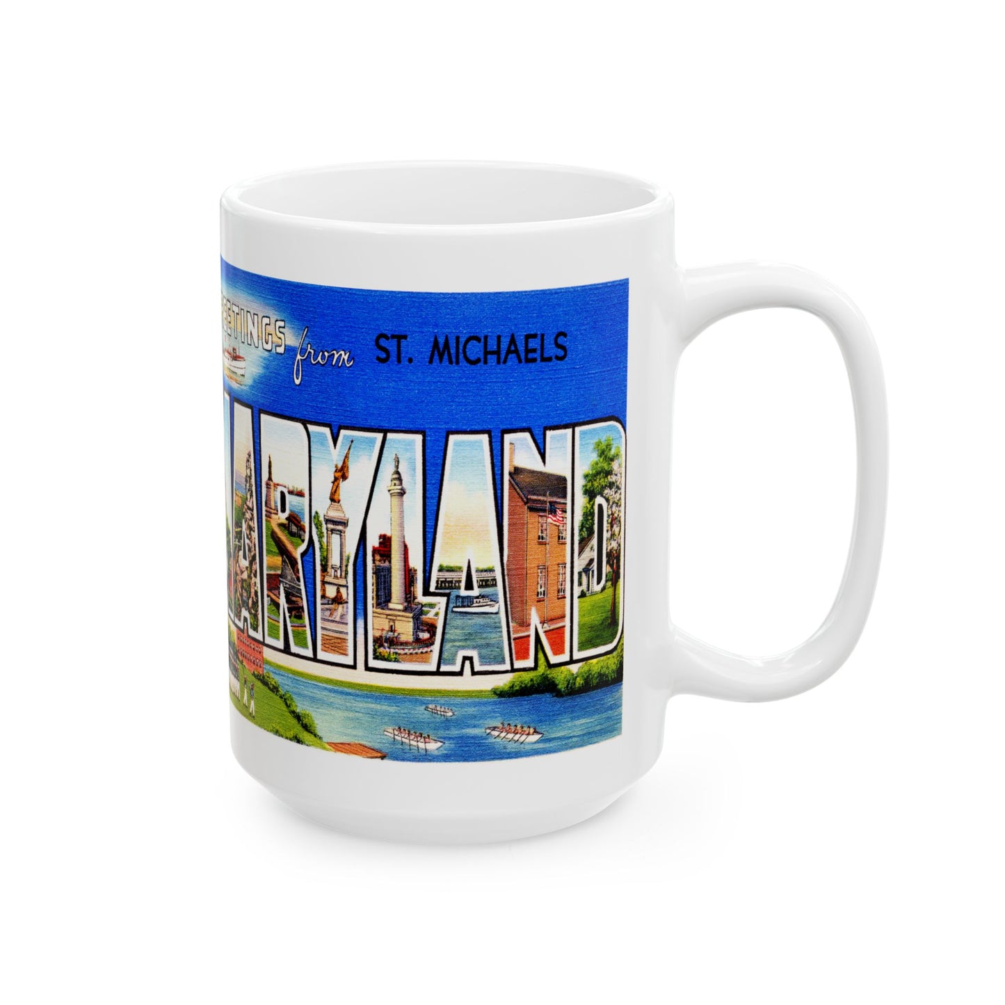 Memebly Vintage Greetings from Saint St Michaels MD Maryland Coffee Mug