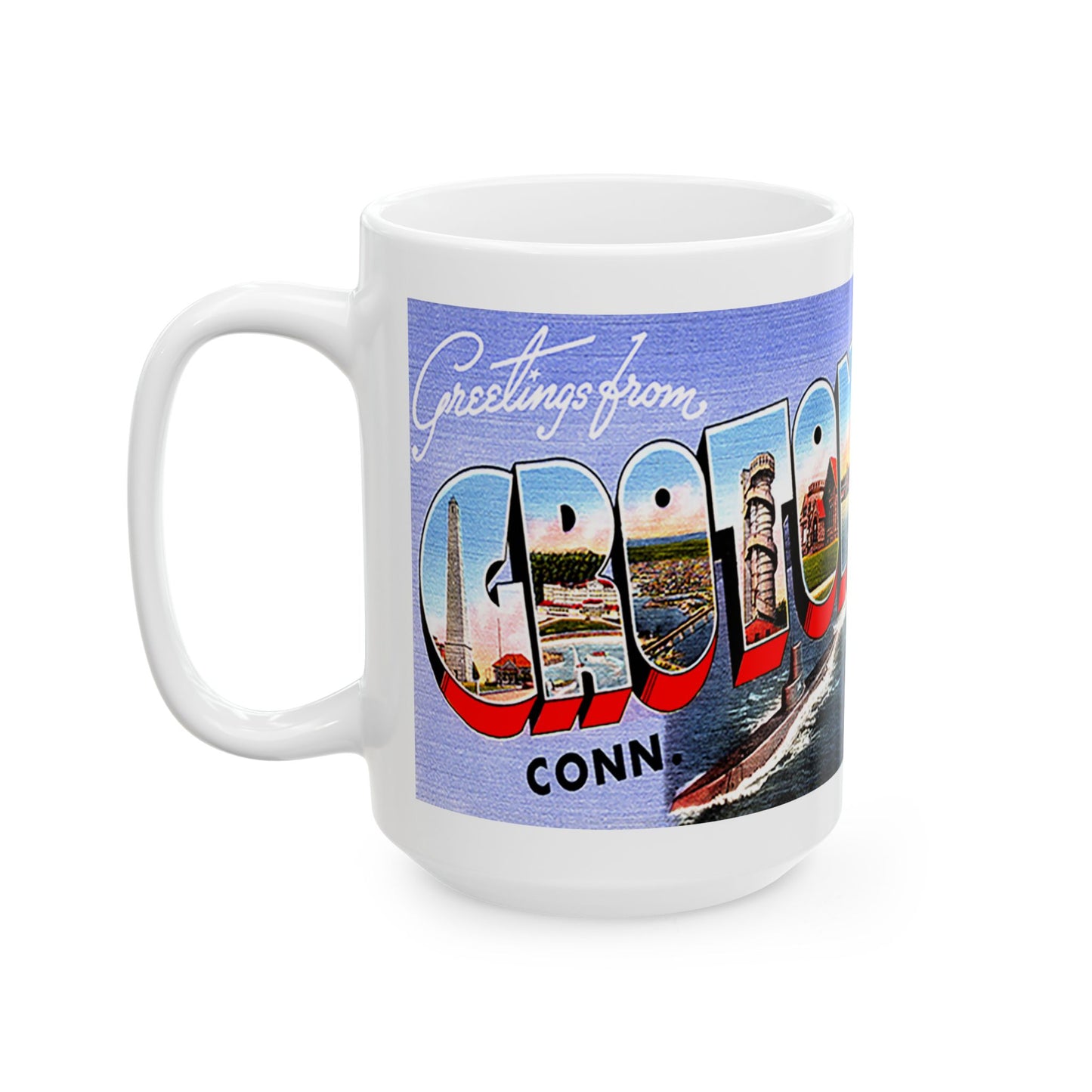 Memebly Vintage Greetings from Groton CT Connecticut Coffee Mug