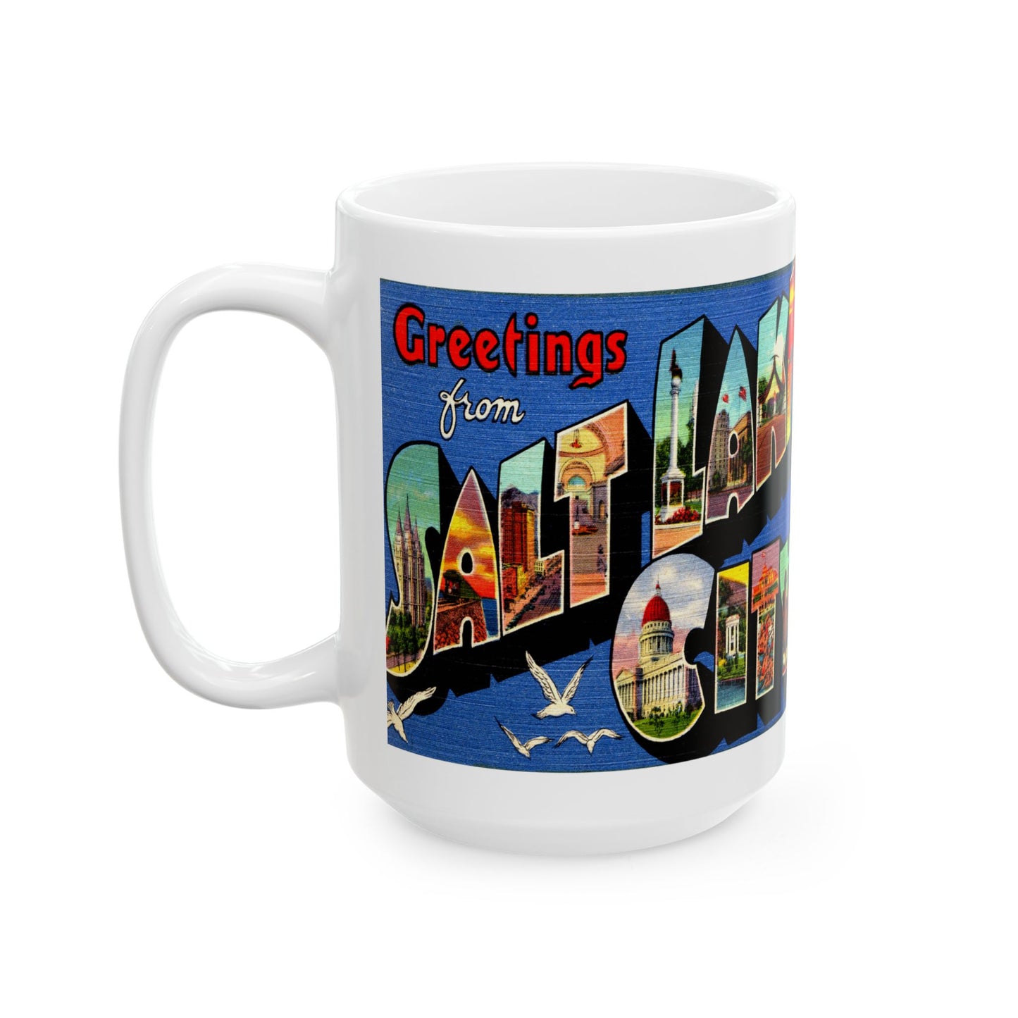 Memebly Colorful Retro Greetings from Salt Lake City UT Utah Coffee Mug