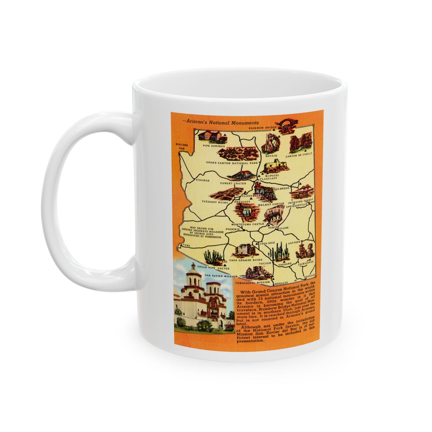 Memebly Vintage AZ Arizona Monuments Map Coffee Mug