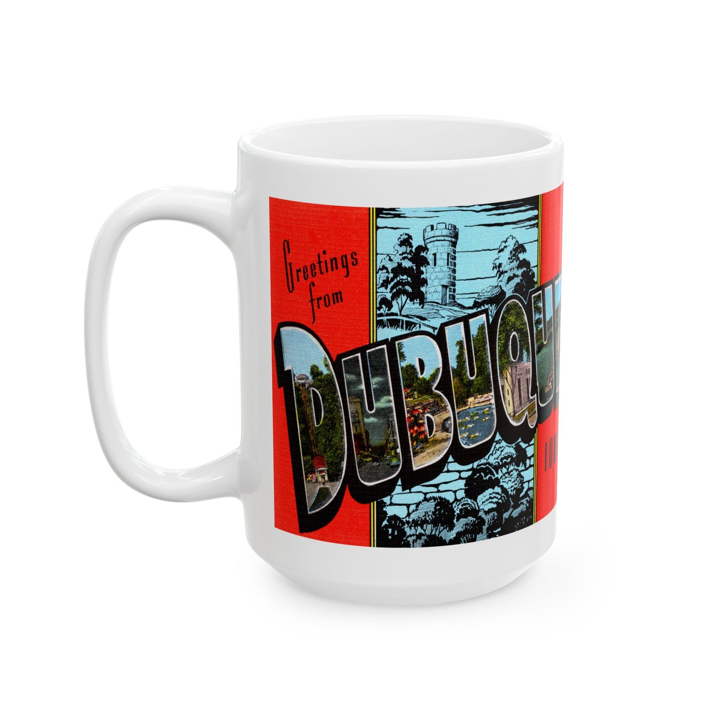 Memebly Vintage Greetings from Dubuque IA Coffee Mug