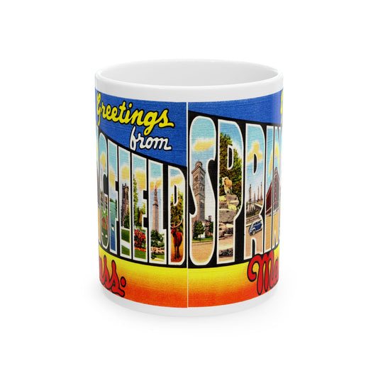 Memebly Colorful Vintage Greetings from Springfield MA Massachusetts Coffee Mug