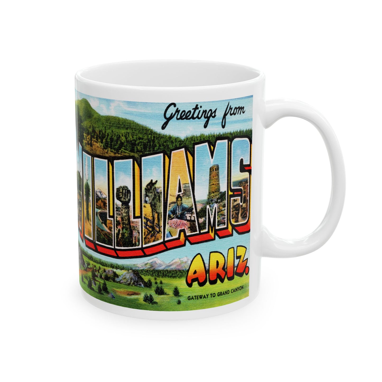 Memebly Vintage Greetings from Williams AZ Arizona Coffee Mug