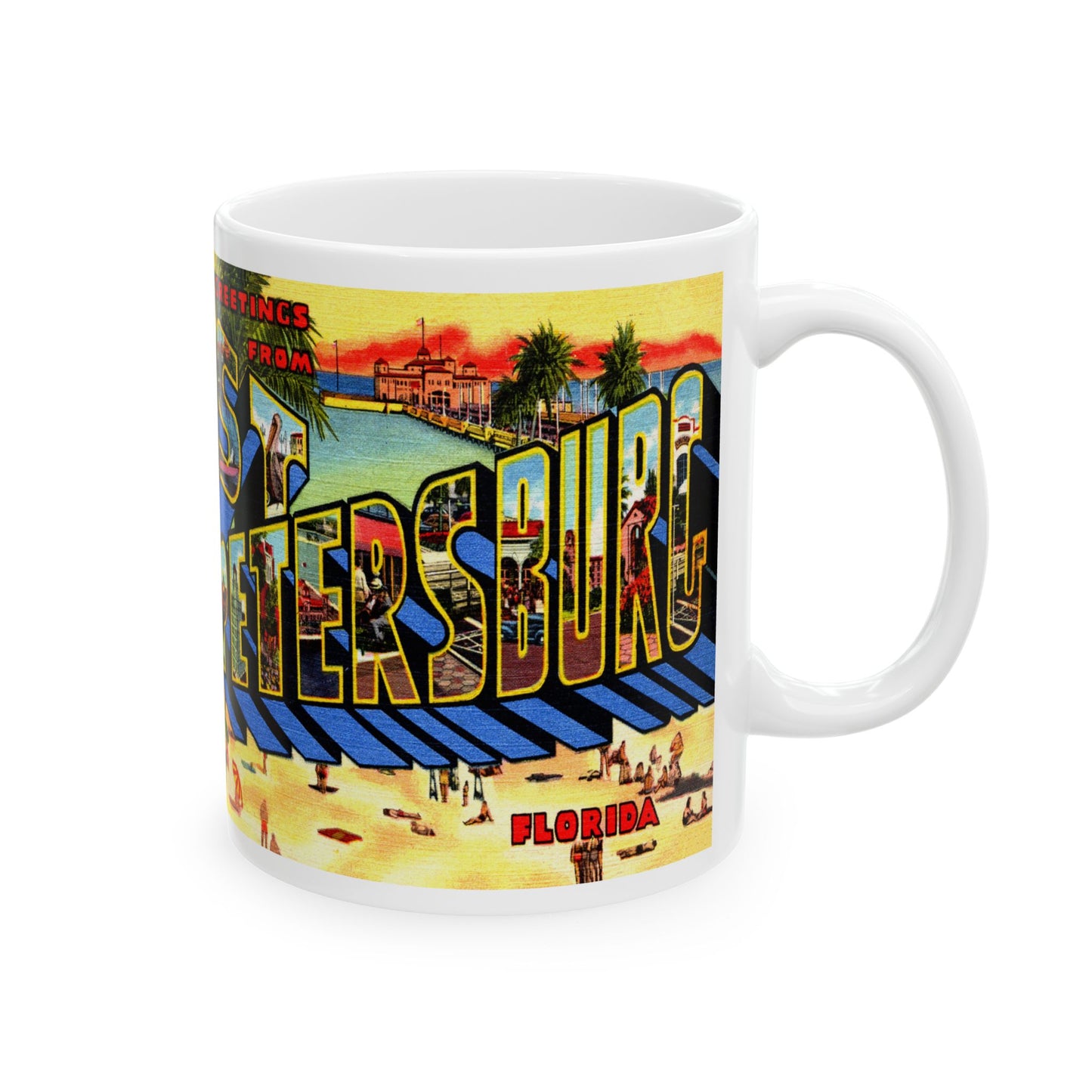 Memebly Colorful Retro Greetings from Saint St Petersburg FL Florida Coffee Mug