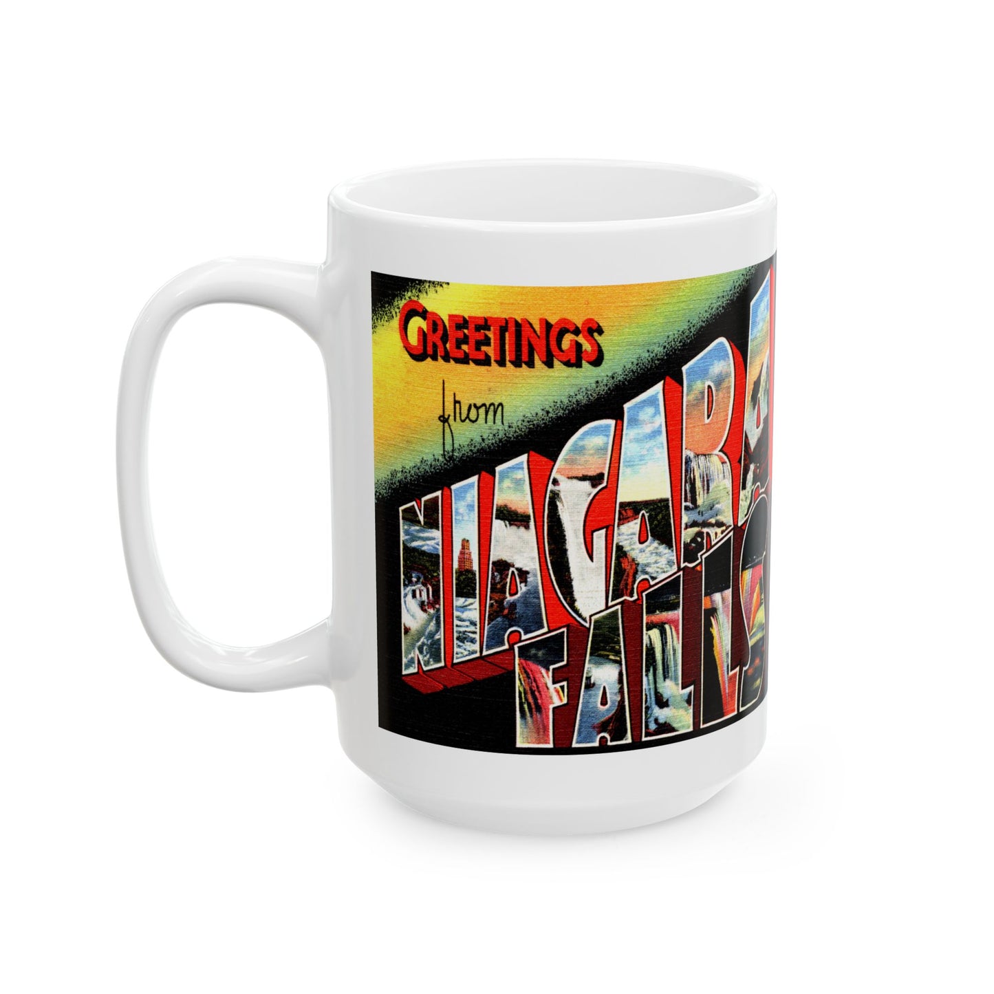 Memebly Retro Greetings from Niagra Falls NY New York Coffee Mug