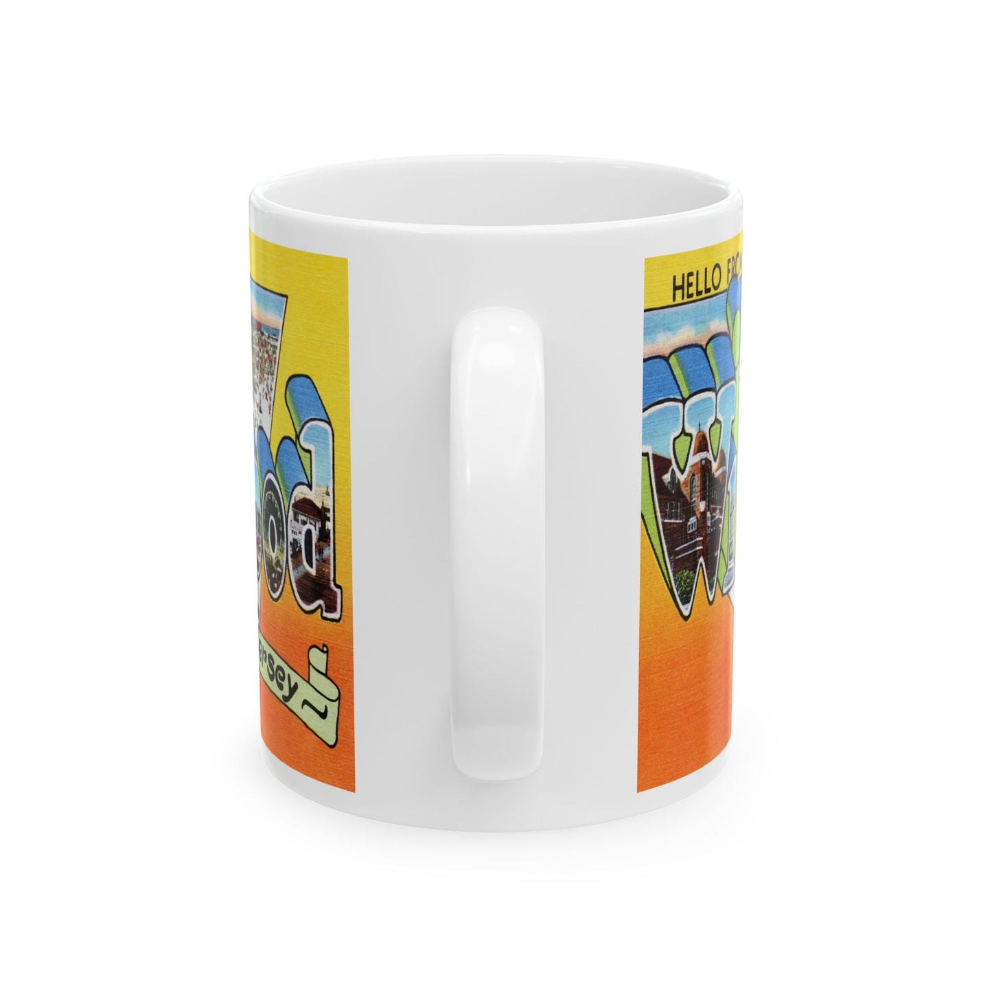 Memebly Scenic Retro Beach Greetings from Wildwood New Jersey Coffee Mug