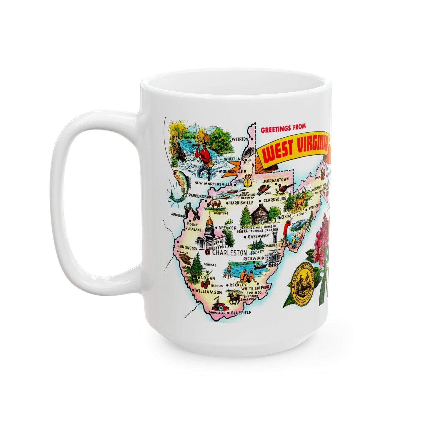 Memebly Vintage Greetings from West Virginia VA Map Coffee Mug