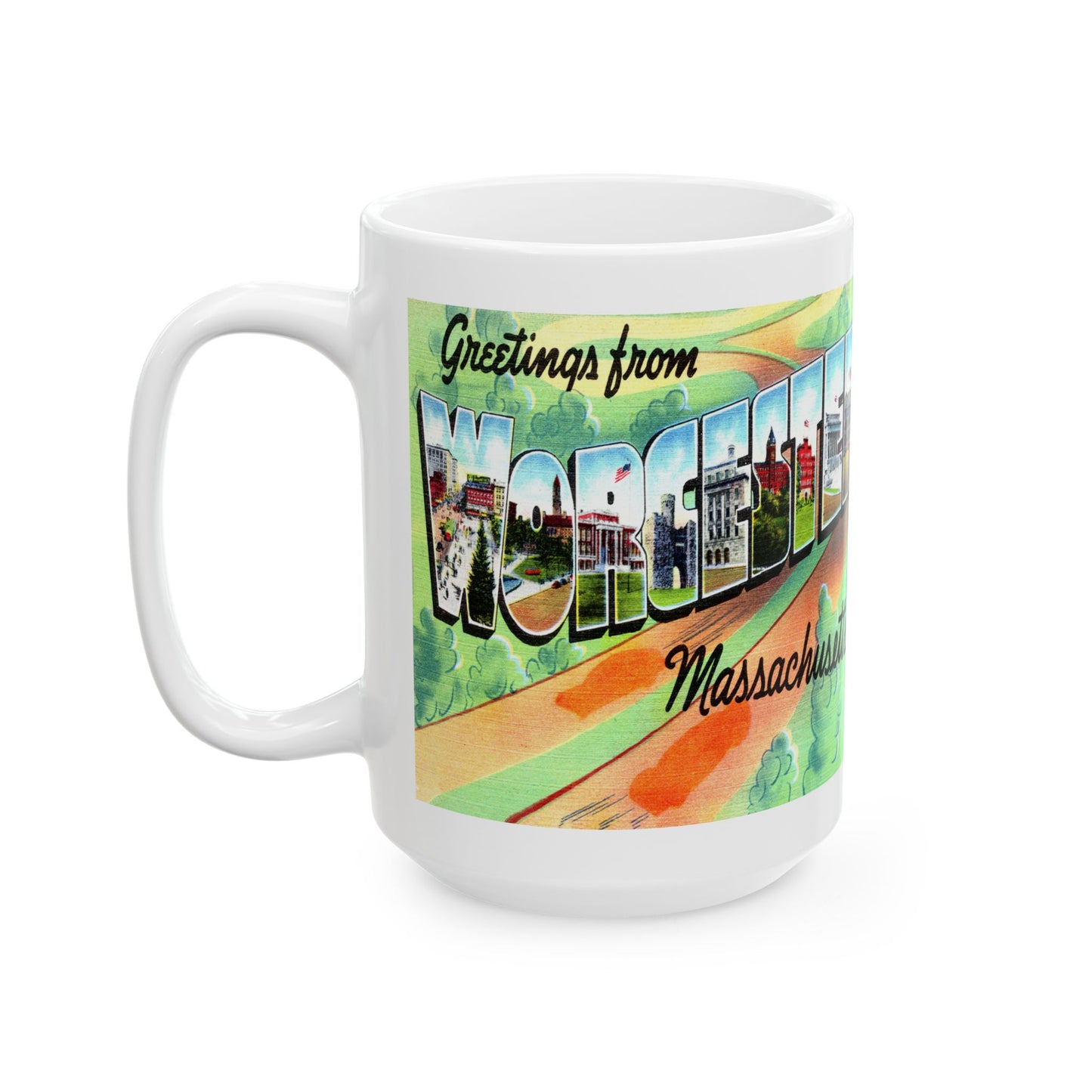 Memebly Retro Greetings from Worcester MA Massachusetts Coffee Mug