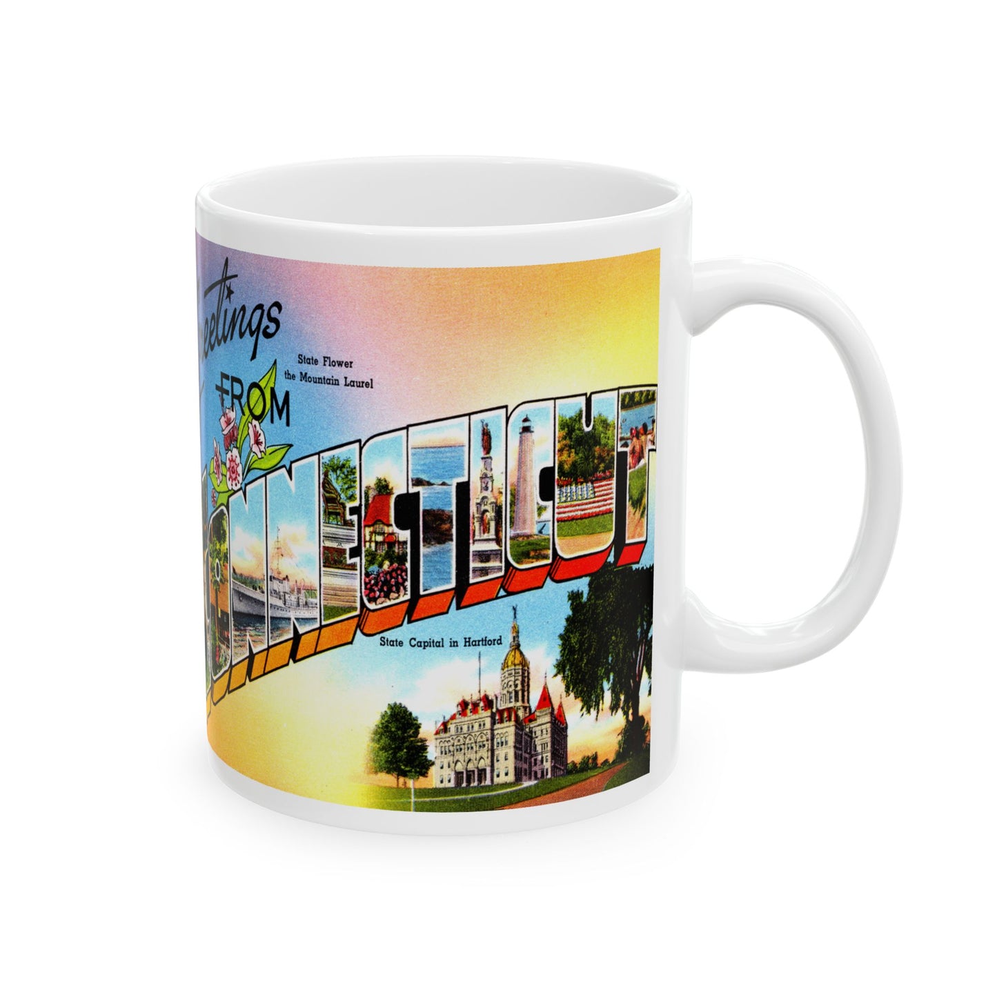 Memebly Vintage Greetings from Connecticut CT Coffee Mug