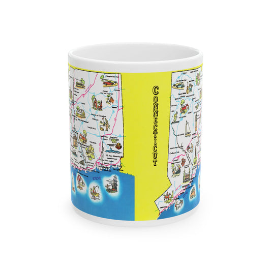 Memebly Vintage Scenic Retro Connecticut Map Coffee Mug