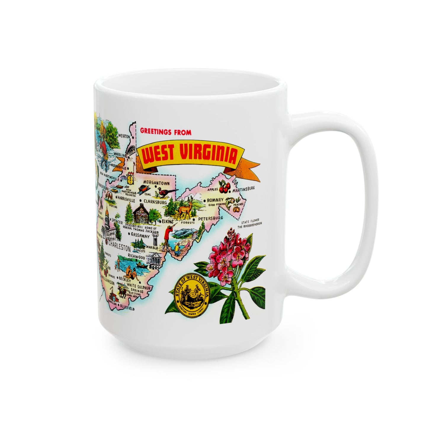 Memebly Vintage Greetings from West Virginia VA Map Coffee Mug