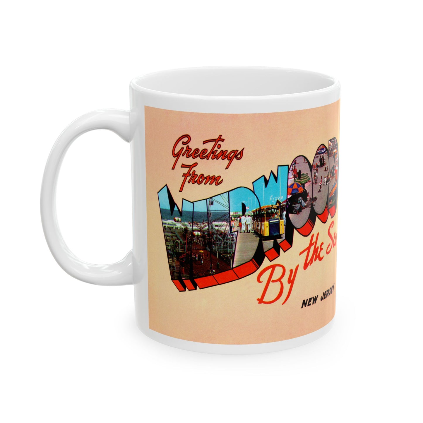 Memebly Retro 1950s Greetings from Wildwood by the Sea NJ New Jersey Coffee Mug