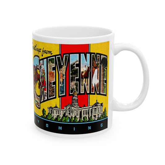 Memebly Vintage Greetings from Cheyenne WY Wyoming Coffee Mug