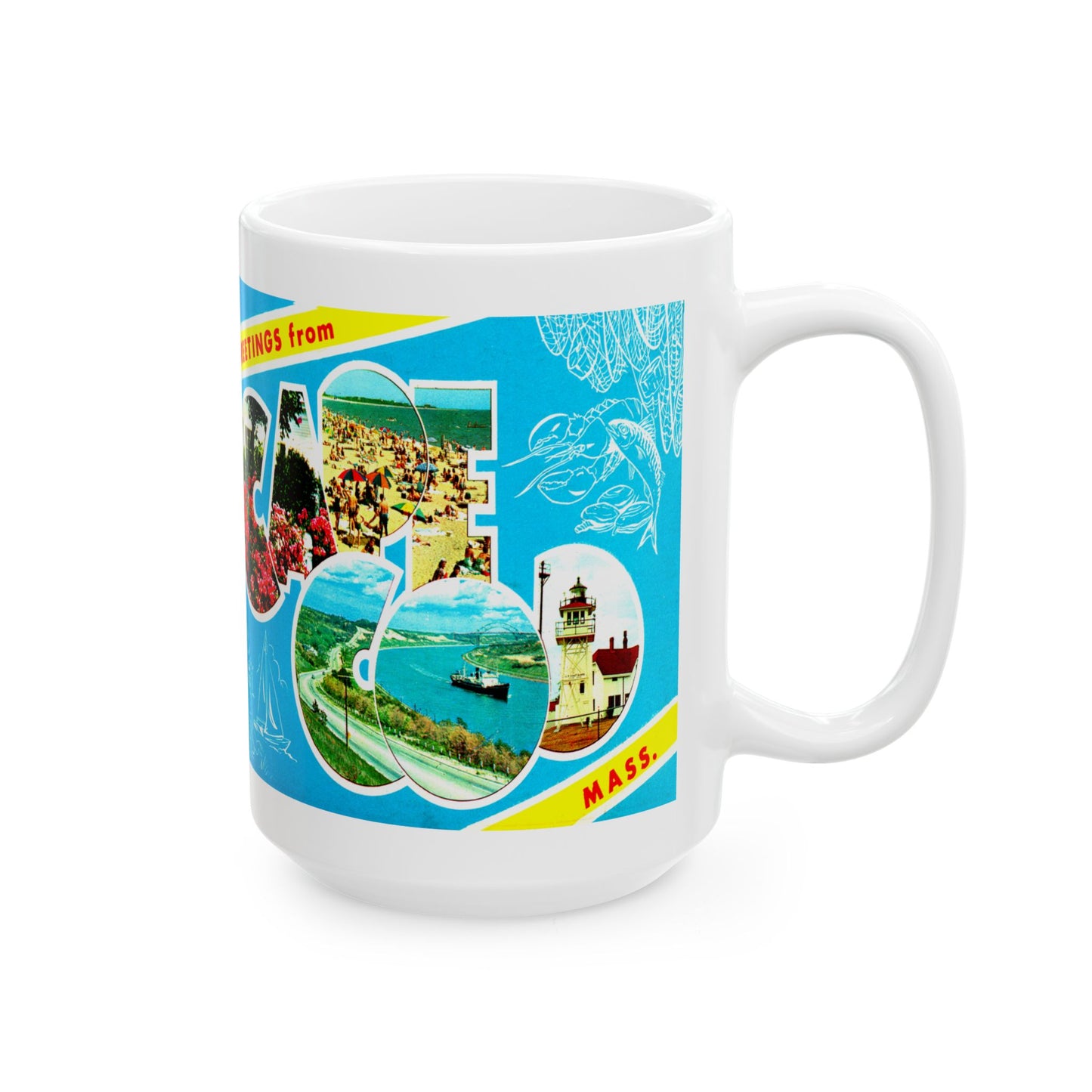 Memebly Vintage 1950s Greetings from Cape Cod MA Massachusetts Coffee Mug