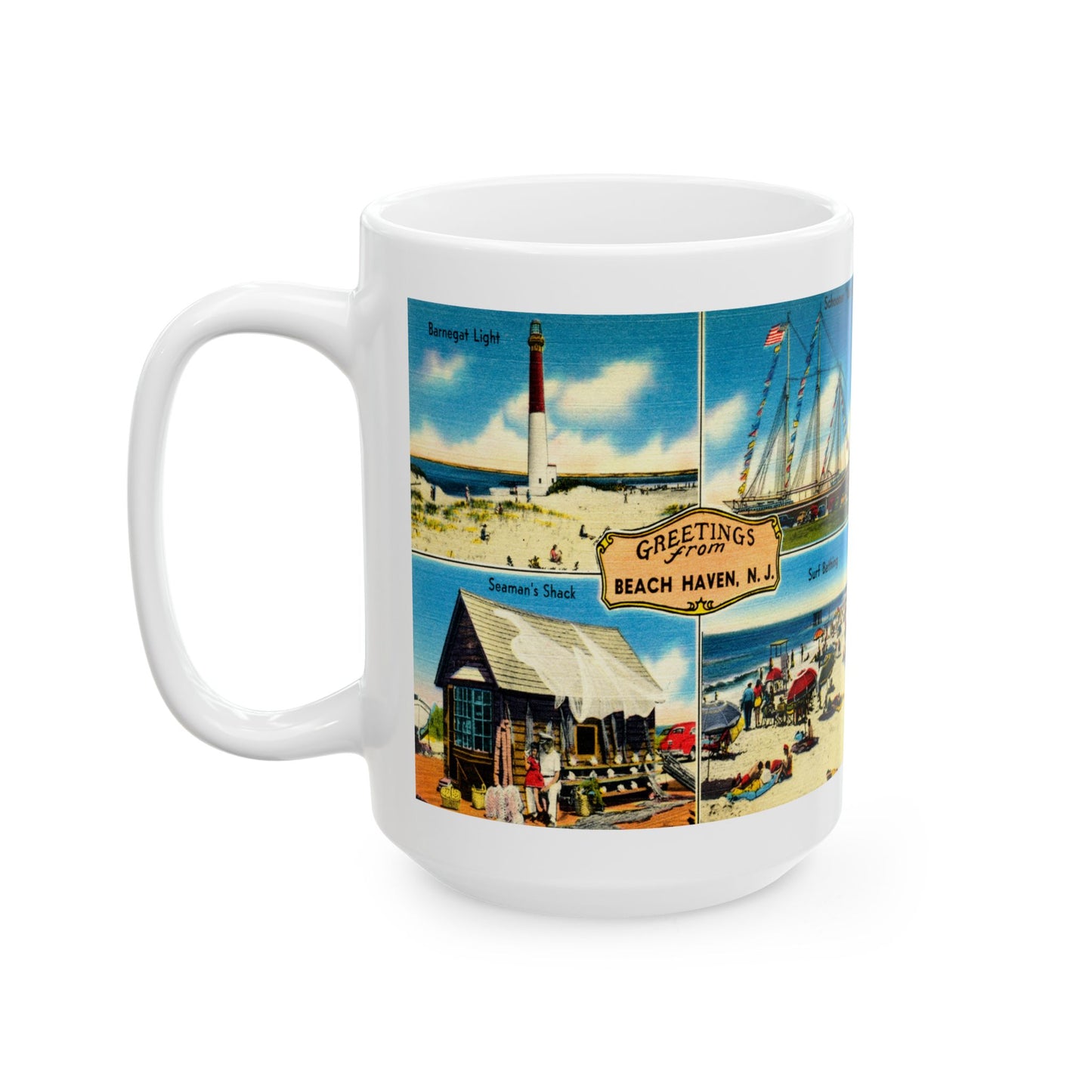 Memebly Scenic Vintage Greetings from Beach Haven NJ New Jersey LBI Coffee Mug