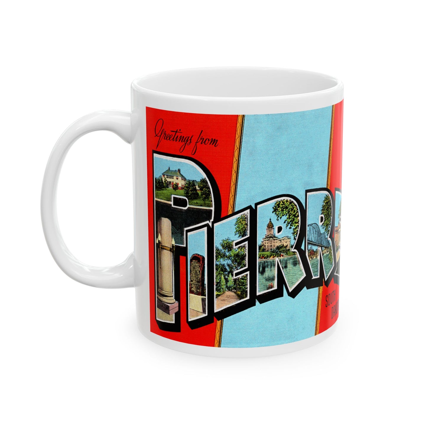 Memebly Vintage Greetings from Pierre SD South Dakota Coffee Mug