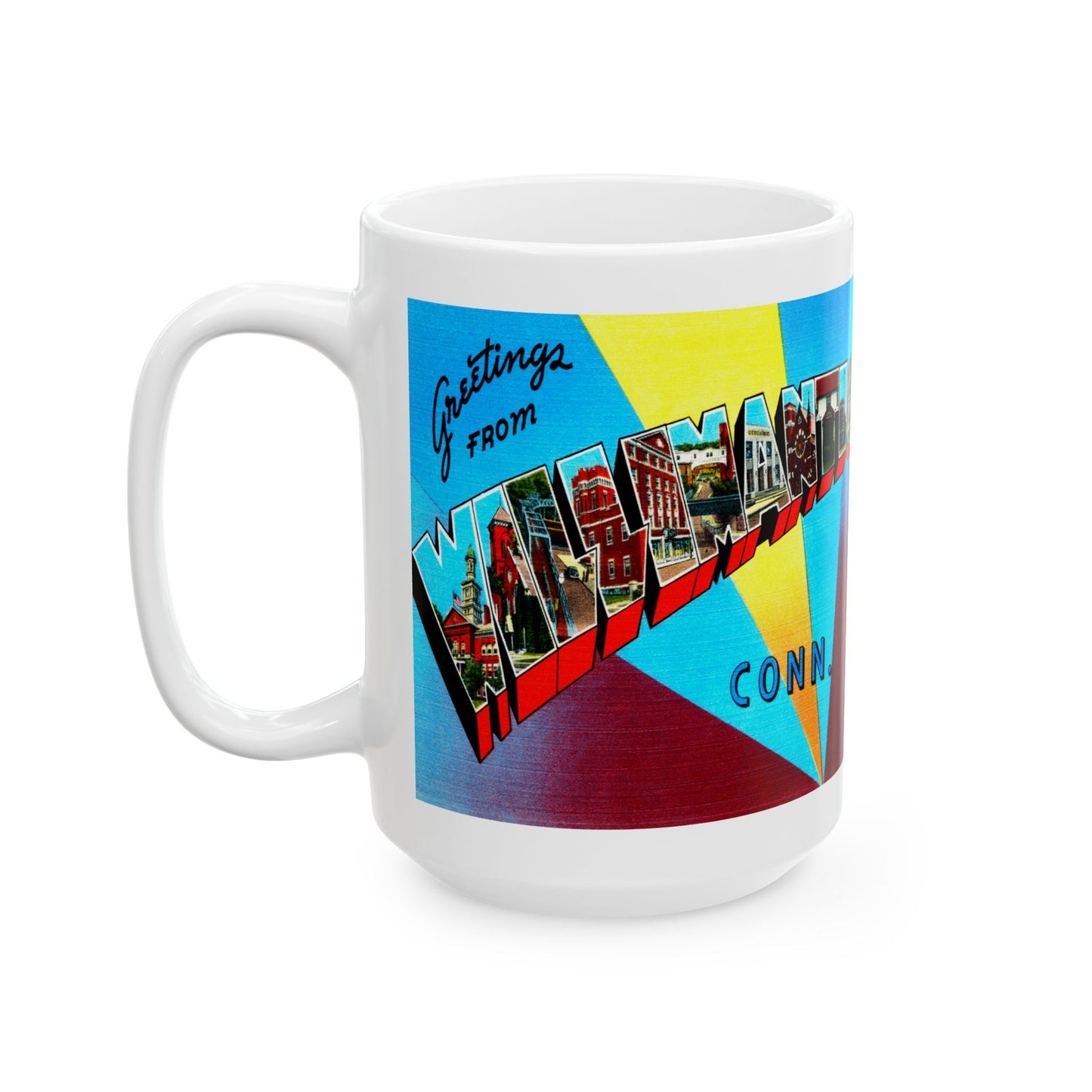 Memebly Vintage Greetings from Willimantic CT Connecticut Coffee Mug