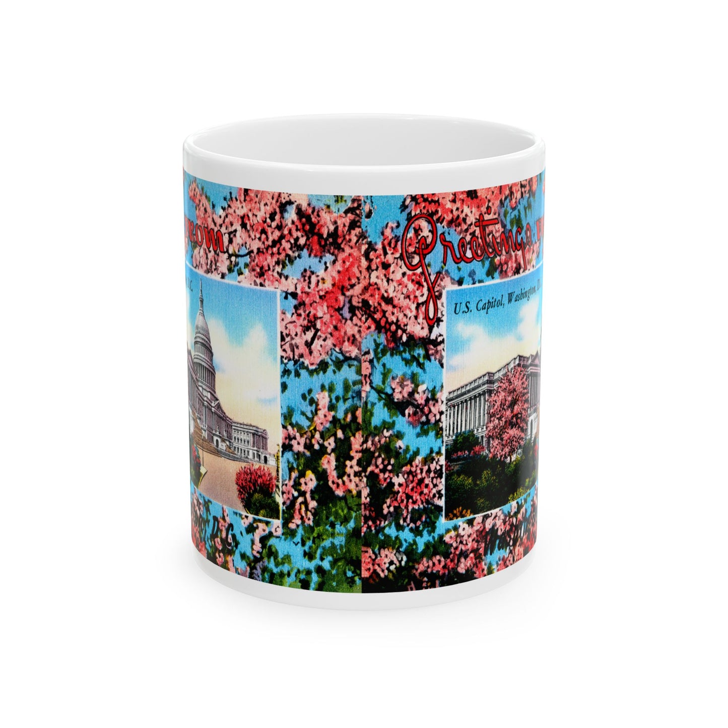 Memebly Vintage Cherry Blossom Greetings from the US Capitol Washington DC Coffee Mug