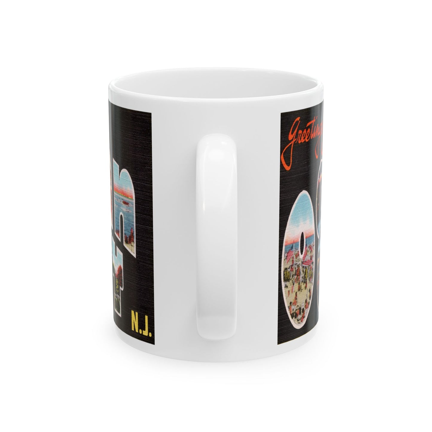 Memebly Scenic Retro Greetings from Ocean City NJ New Jersey Coffee Mug