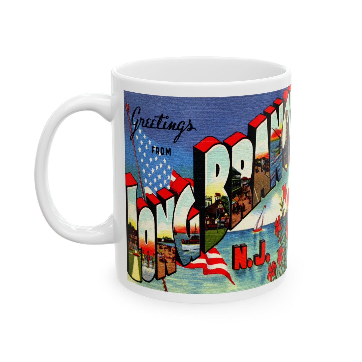 Memebly Vintage Greetings from Long Branch NJ New Jersey Coffee Mug