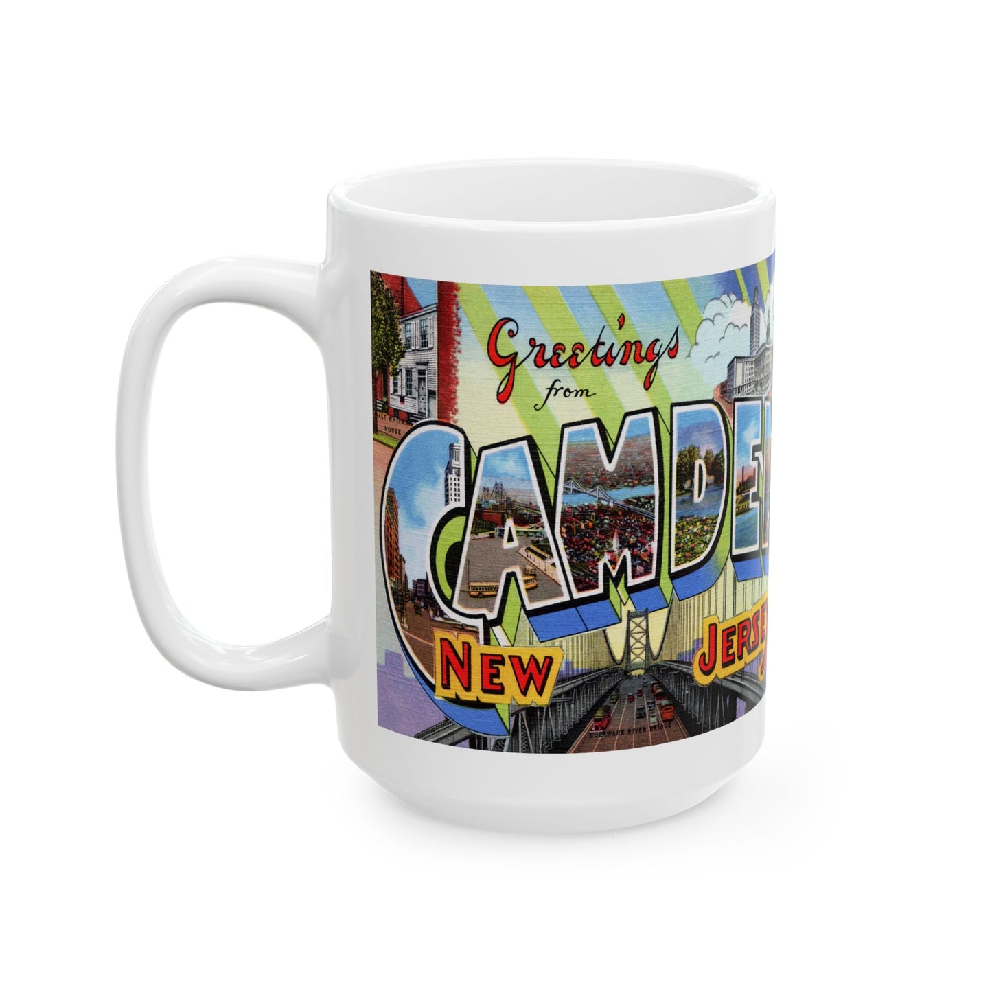 Memebly Vintage Greetings from Camden NJ New Jersey Coffee Mug