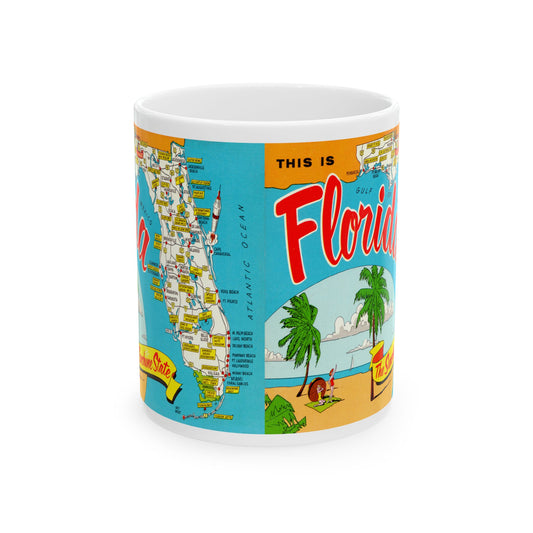 Memebly Colorful Vintage The Sunshine State Florida FL Map Coffee Mug