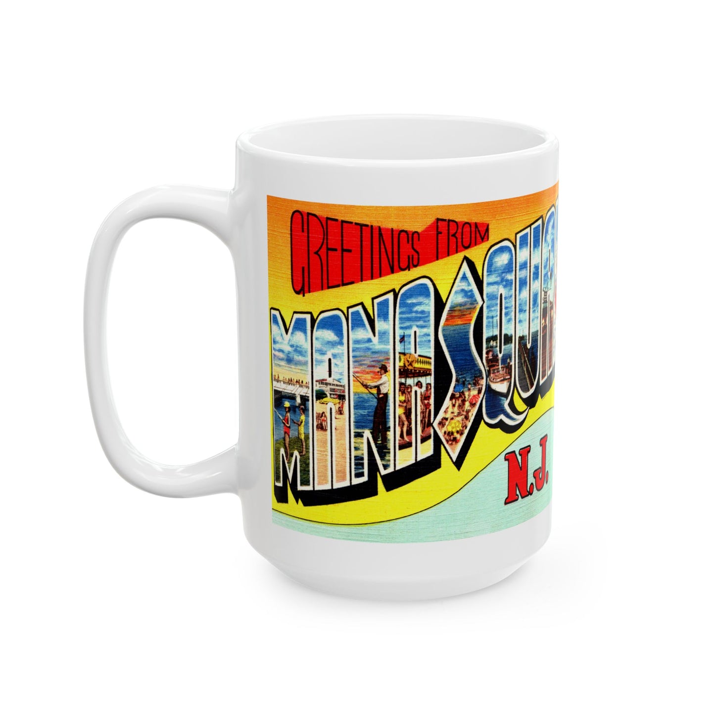 Memebly Vintage Greetings from Manasquan NJ New Jersey Coffee Mug