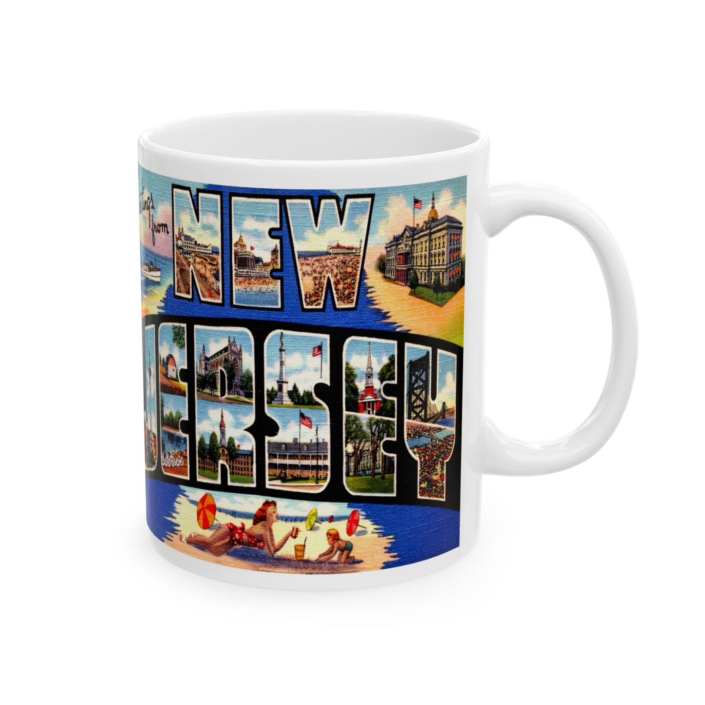 Memebly Scenic Vintage Greetings from New Jersey NJ Coffee Mug