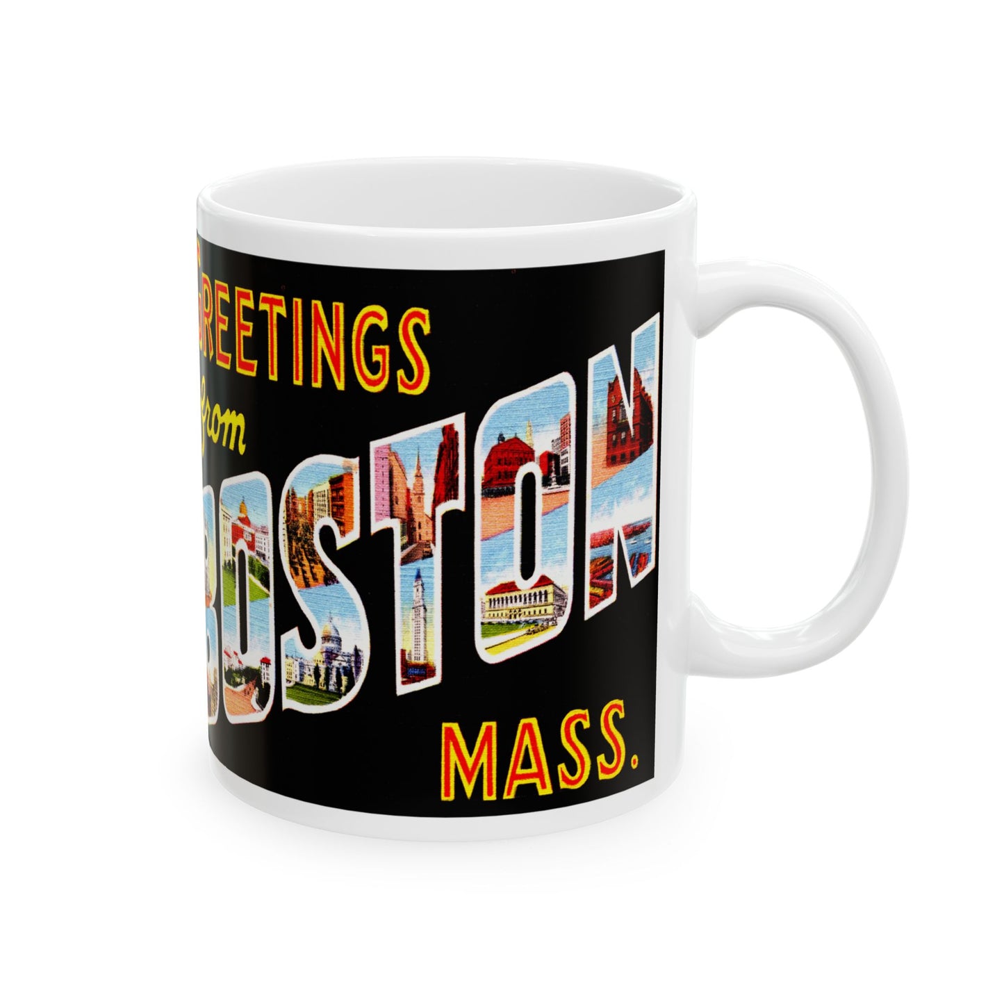 Memebly Vintage 1930s Greetings from Boston MA Massachusetts Coffee Mug