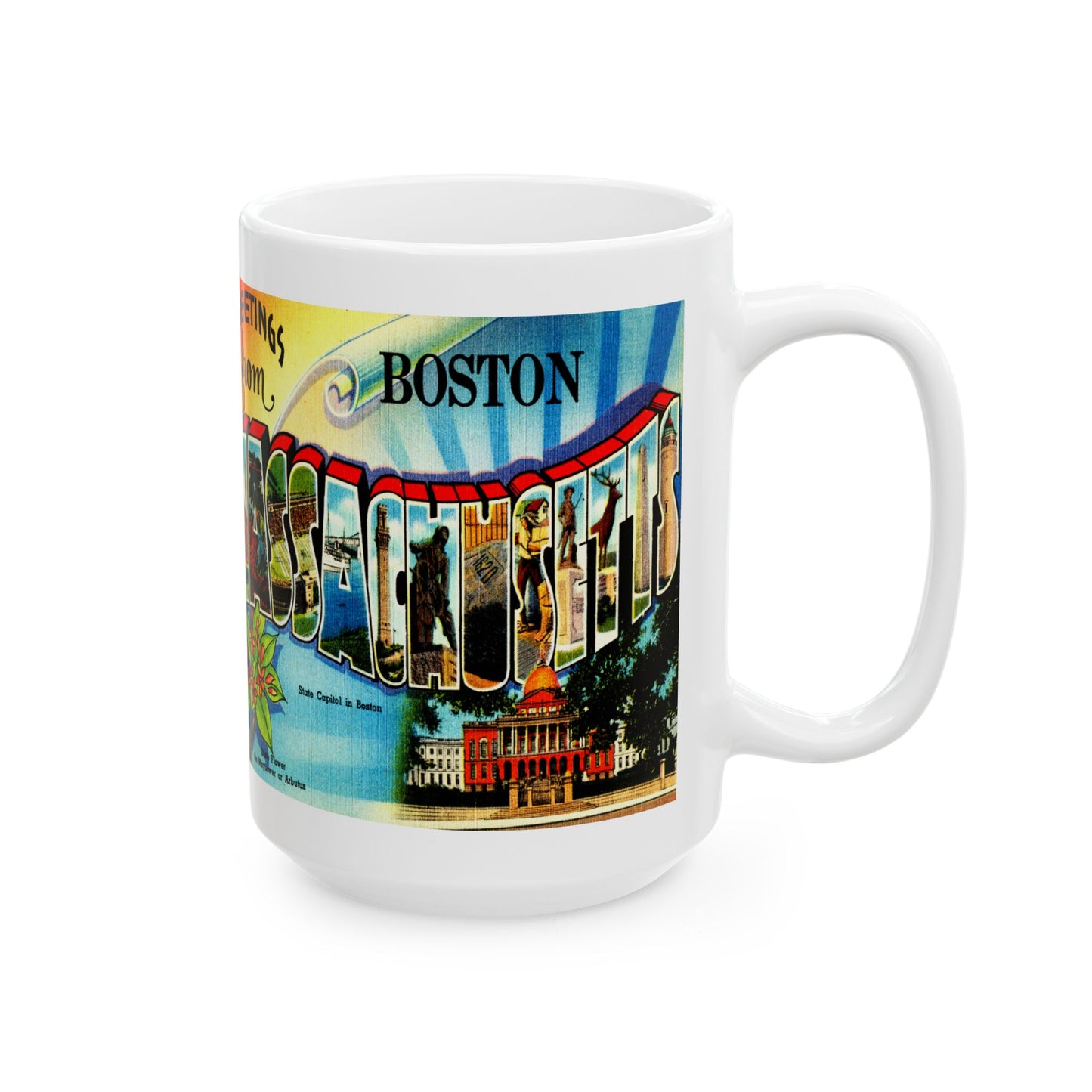 Memebly Retro Greetings from Boston MA Massachusetts Coffee Mug