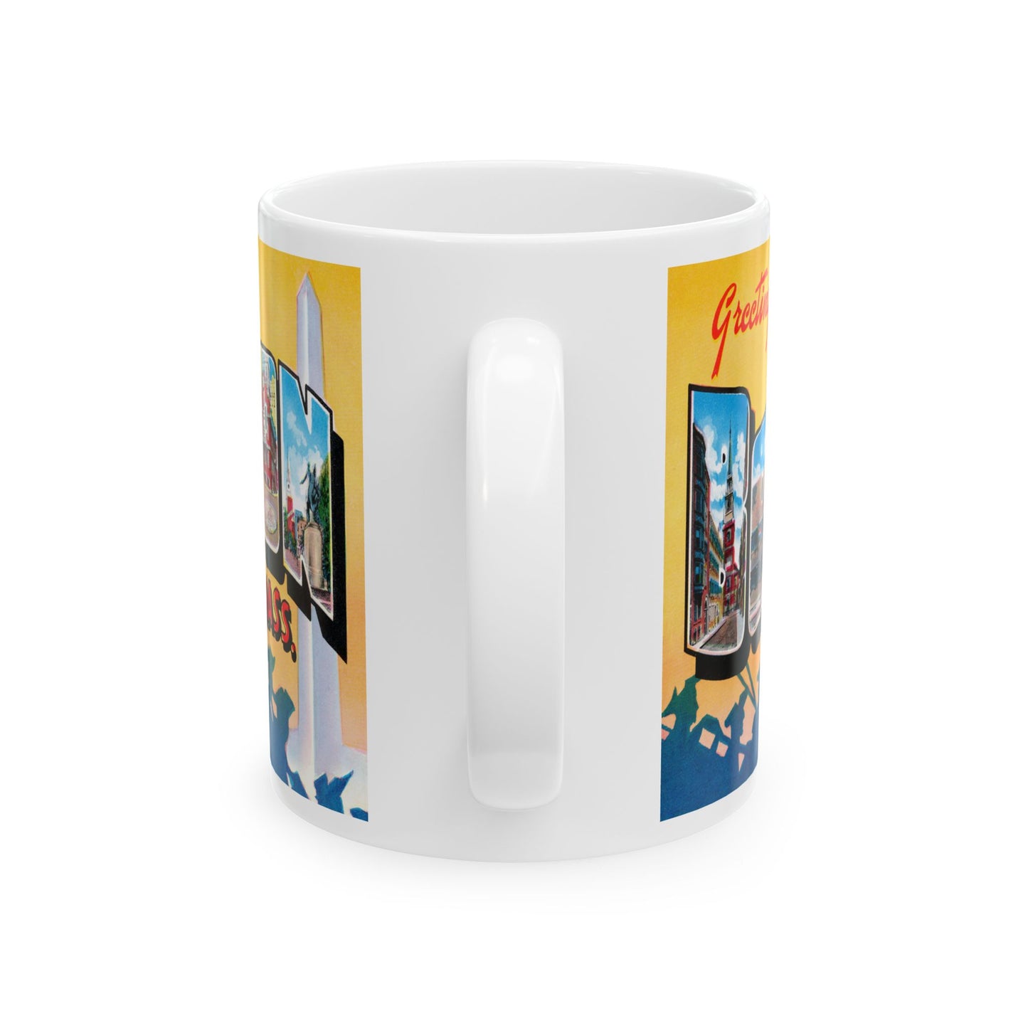 Memebly Retro 1950s Greetings from Boston MA Massachusetts Coffee Mug