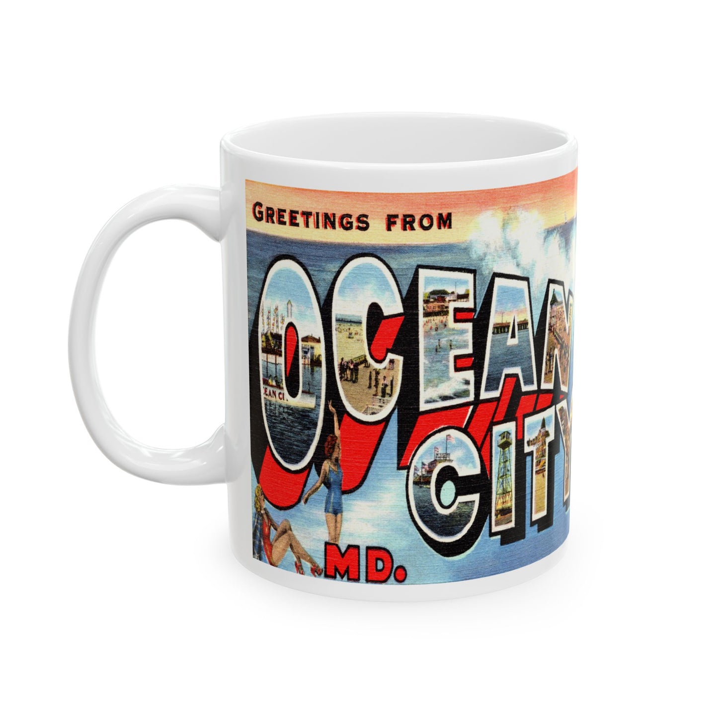 Memebly Scenic Vintage Greetings from Ocean City MD Maryland Coffee Mug