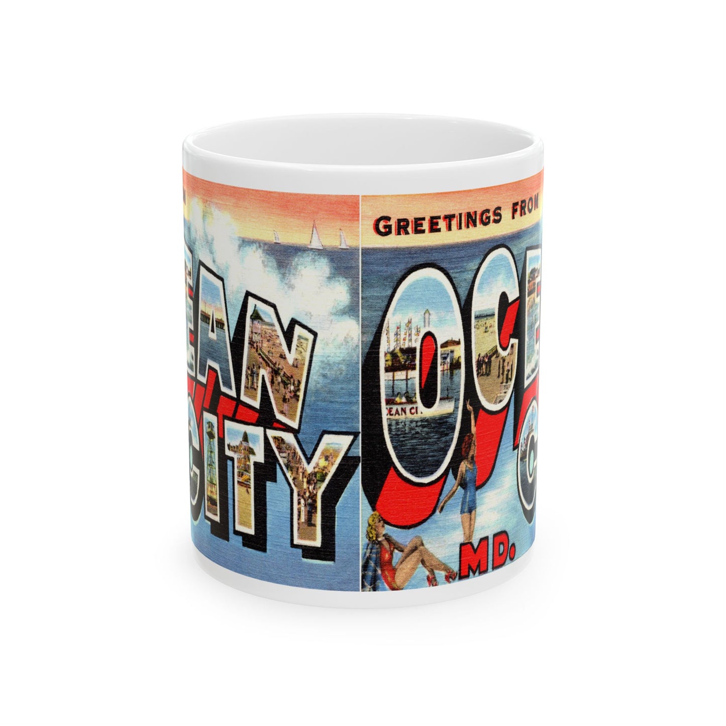 Memebly Scenic Vintage Greetings from Ocean City MD Maryland Coffee Mug