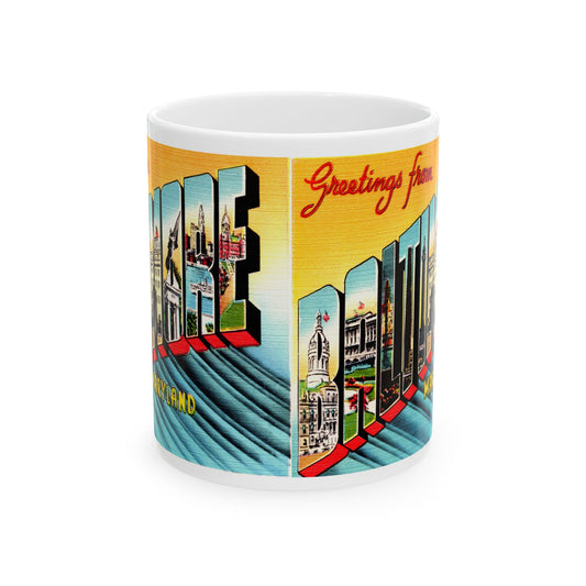 Memebly Colorful Vintage Greetings from Baltimore MD Maryland Coffee Mug