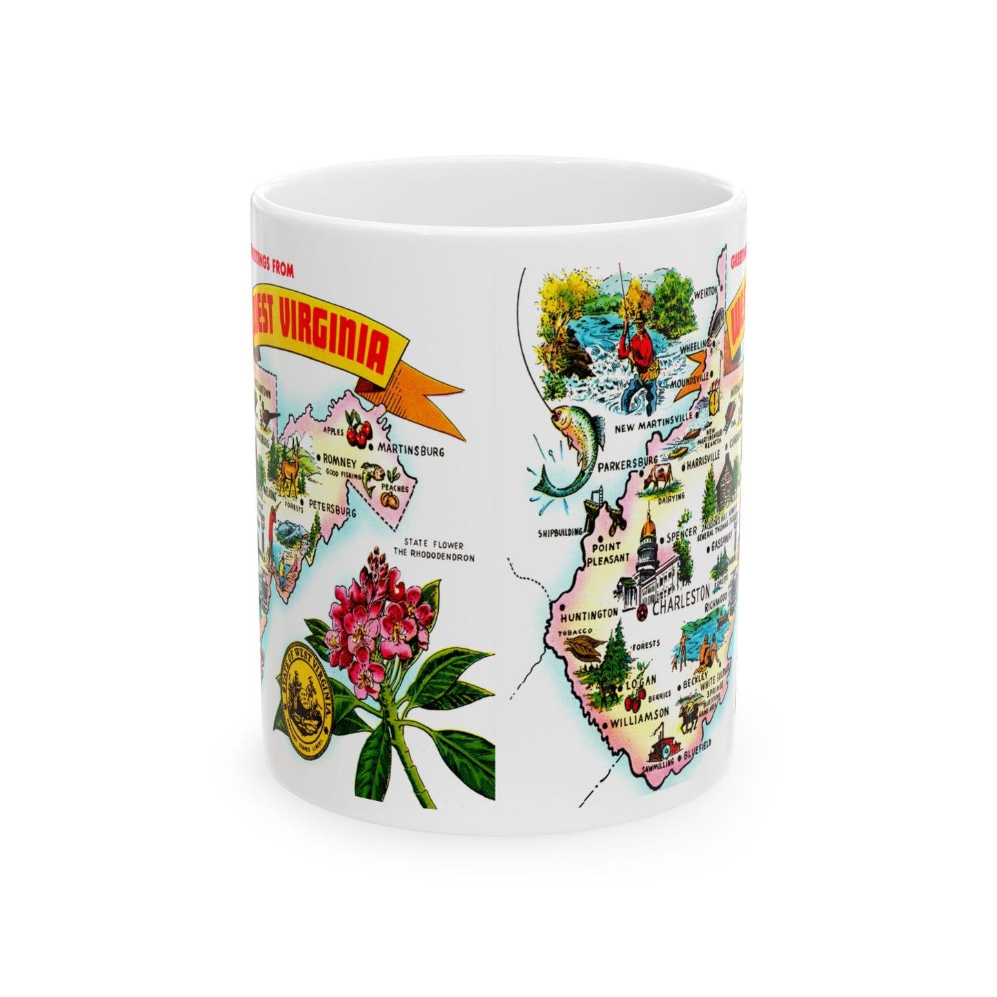 Memebly Vintage Greetings from West Virginia VA Map Coffee Mug